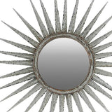 30" Antiqued Silver Gray Sunburst Wall Mounted Accent Mirror - Homeroots - Flyclothing LLC