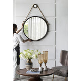 30" Black Fame Round Wall Hanging Accent Mirror with Rope - Homeroots - Flyclothing LLC