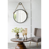 30" Black Fame Round Wall Hanging Accent Mirror with Rope - Homeroots - Flyclothing LLC