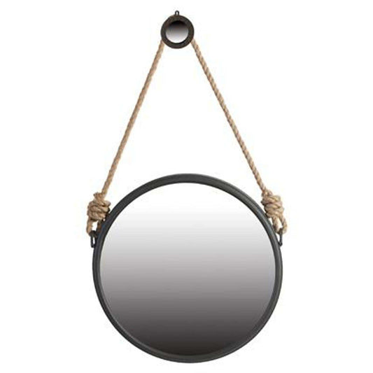 Black and Silver Round Accent Metal Mirror - Homeroots - Flyclothing LLC
