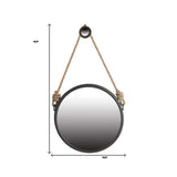 Black and Silver Round Accent Metal Mirror - Homeroots - Flyclothing LLC