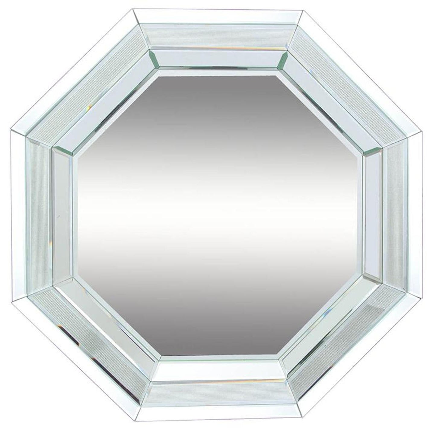 28" Silver Octagon Glass Framed Accent Mirror - Homeroots - Flyclothing LLC