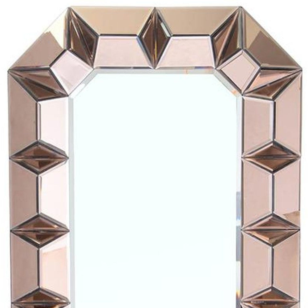 35" Rose Gold Glass Framed Accent Mirror - Homeroots - Flyclothing LLC