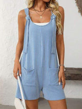 Mandy Texture Adjustable Strap Overalls with Pockets - Trendsi - Flyclothing LLC