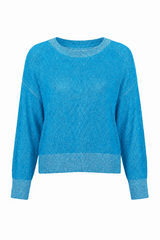 Pima Cotton Metallic Mini Seed Stitch - Capri/Silver
