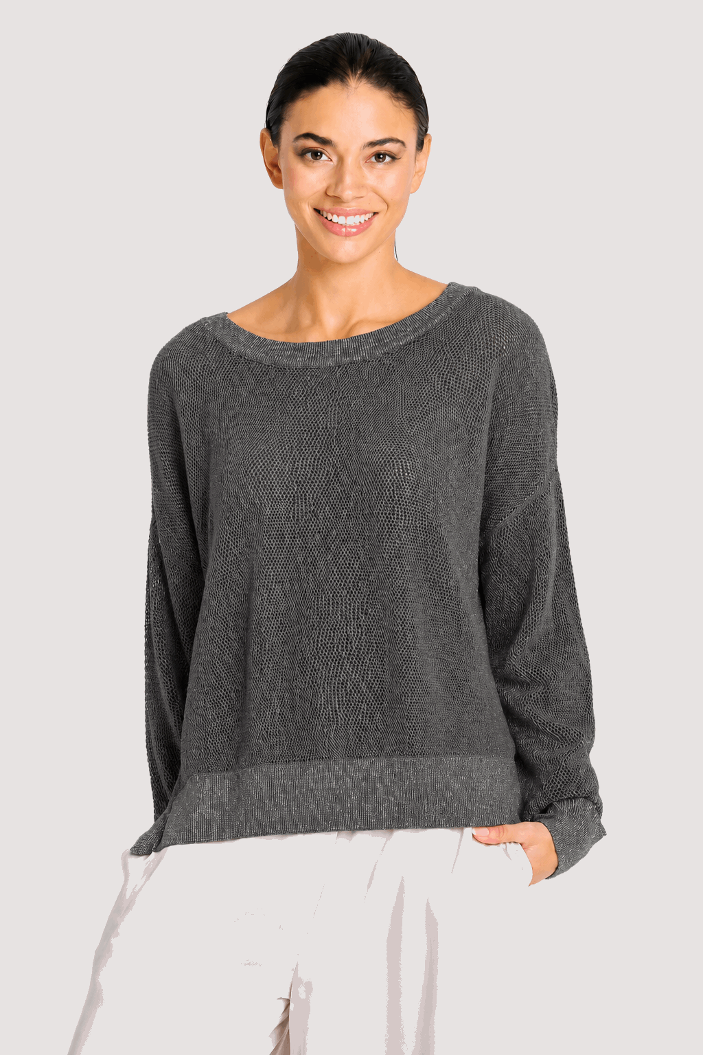 Pima Cotton Metallic Mini Seed Stitch - Asphalt/Silver - PLANET by Lauren G - Flyclothing LLC