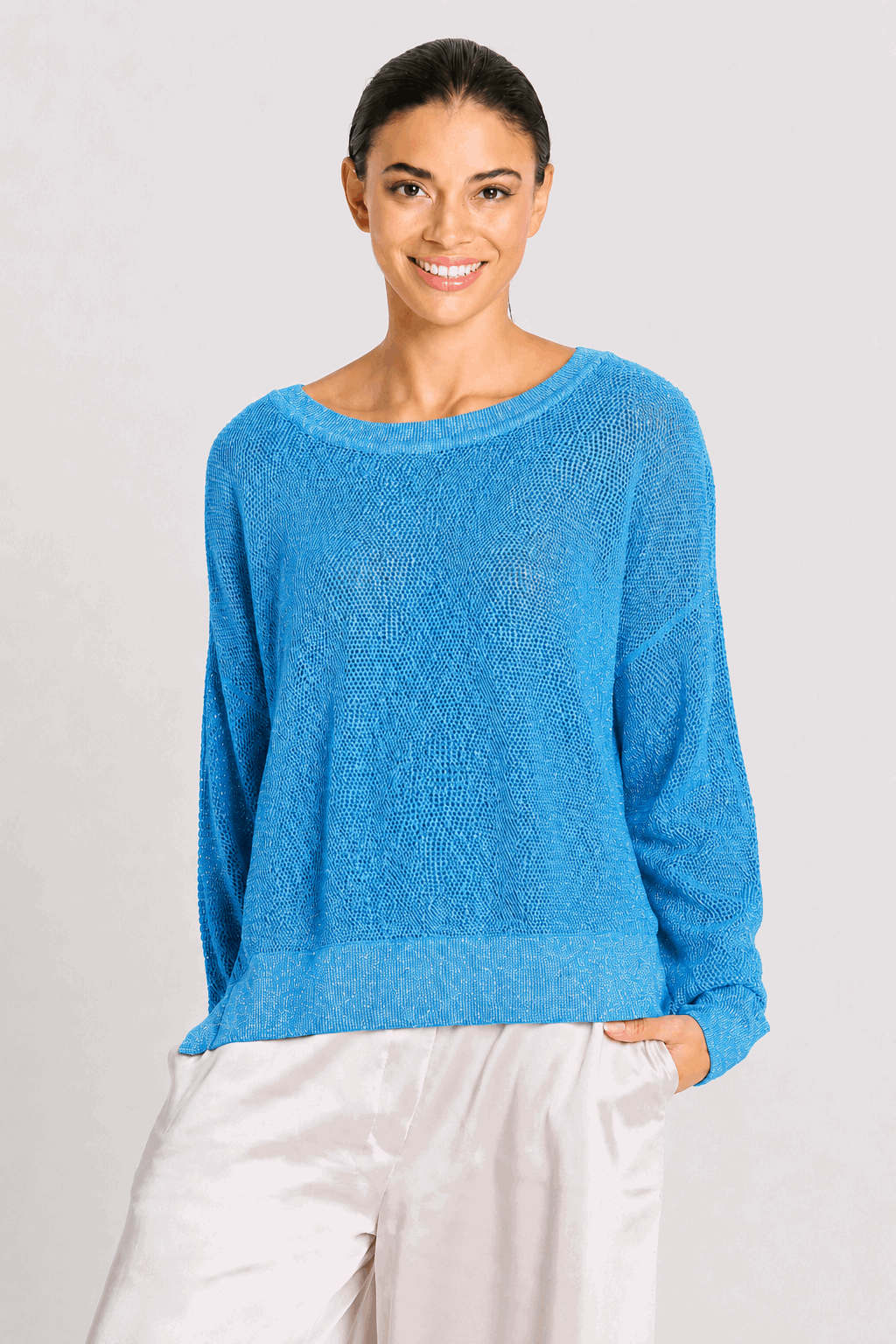 Pima Cotton Metallic Mini Seed Stitch - Peacock/Silver - PLANET by Lauren G - Flyclothing LLC