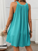 Textured Grecian Neck Mini Dress - Trendsi - Flyclothing LLC