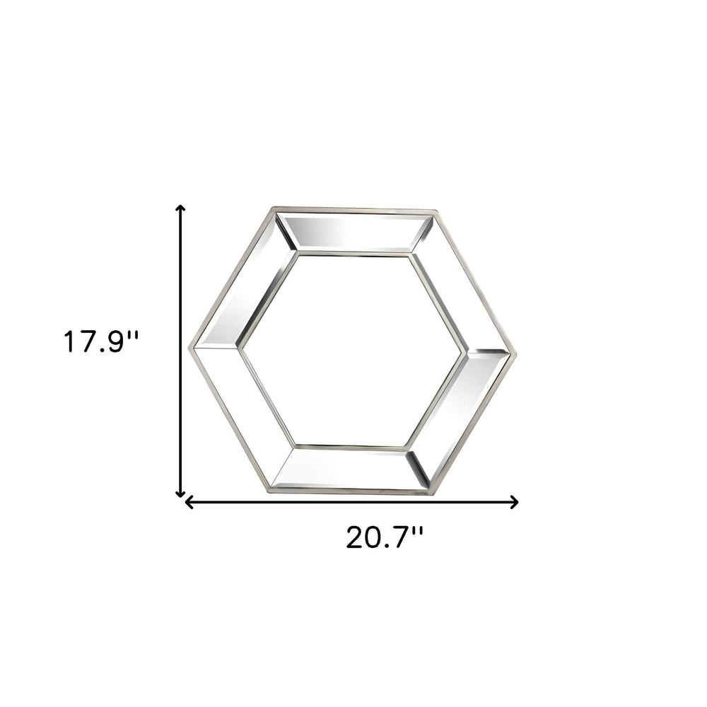 18" Silver Hexagon Glass Framed Accent Mirror - Homeroots - Flyclothing LLC