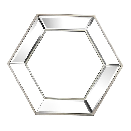 18" Silver Hexagon Glass Framed Accent Mirror