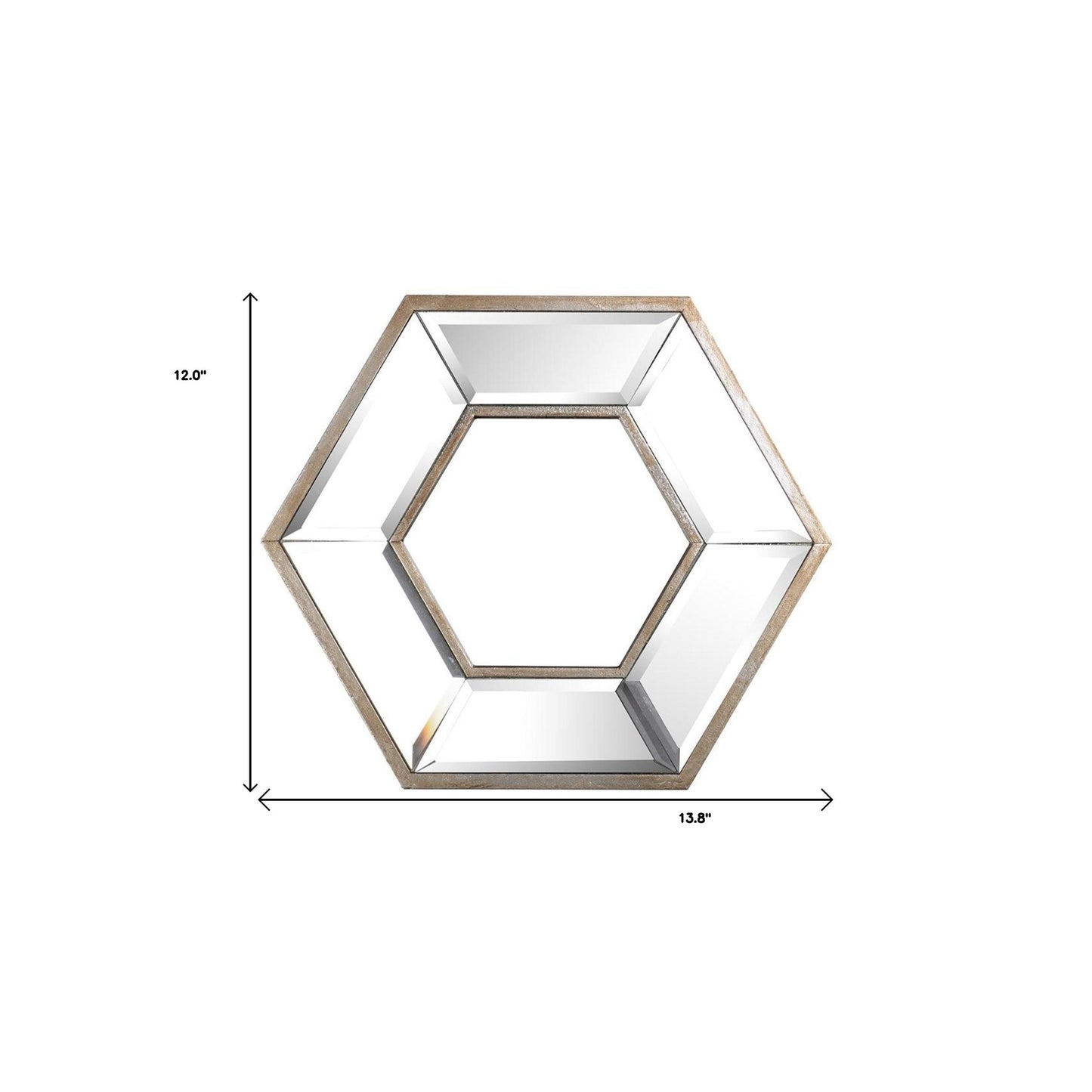 12" Silver Hexagon Wall Mounted Accent Mirror - Homeroots - Flyclothing LLC