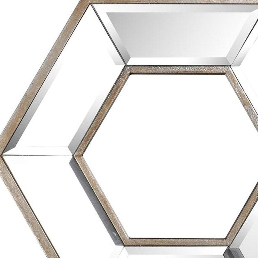12" Silver Hexagon Wall Mounted Accent Mirror - Homeroots - Flyclothing LLC