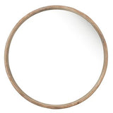 28" Natural Rustic Brown Wood Frame Round Wall Mounted Accent Mirror - Homeroots