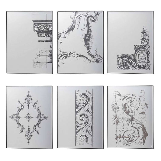 Set of Six Decorative Antiqued Glass Black Metal Framed Mirror Set - Homeroots - Flyclothing LLC
