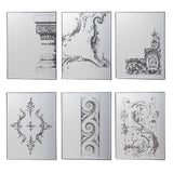 Set of Six Decorative Antiqued Glass Black Metal Framed Mirror Set - Homeroots