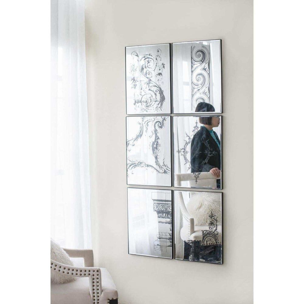 Set of Six Decorative Antiqued Glass Black Metal Framed Mirror Set - Homeroots - Flyclothing LLC