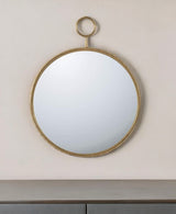 32" Gold Round Iron Framed Accent Mirror - Homeroots - Flyclothing LLC