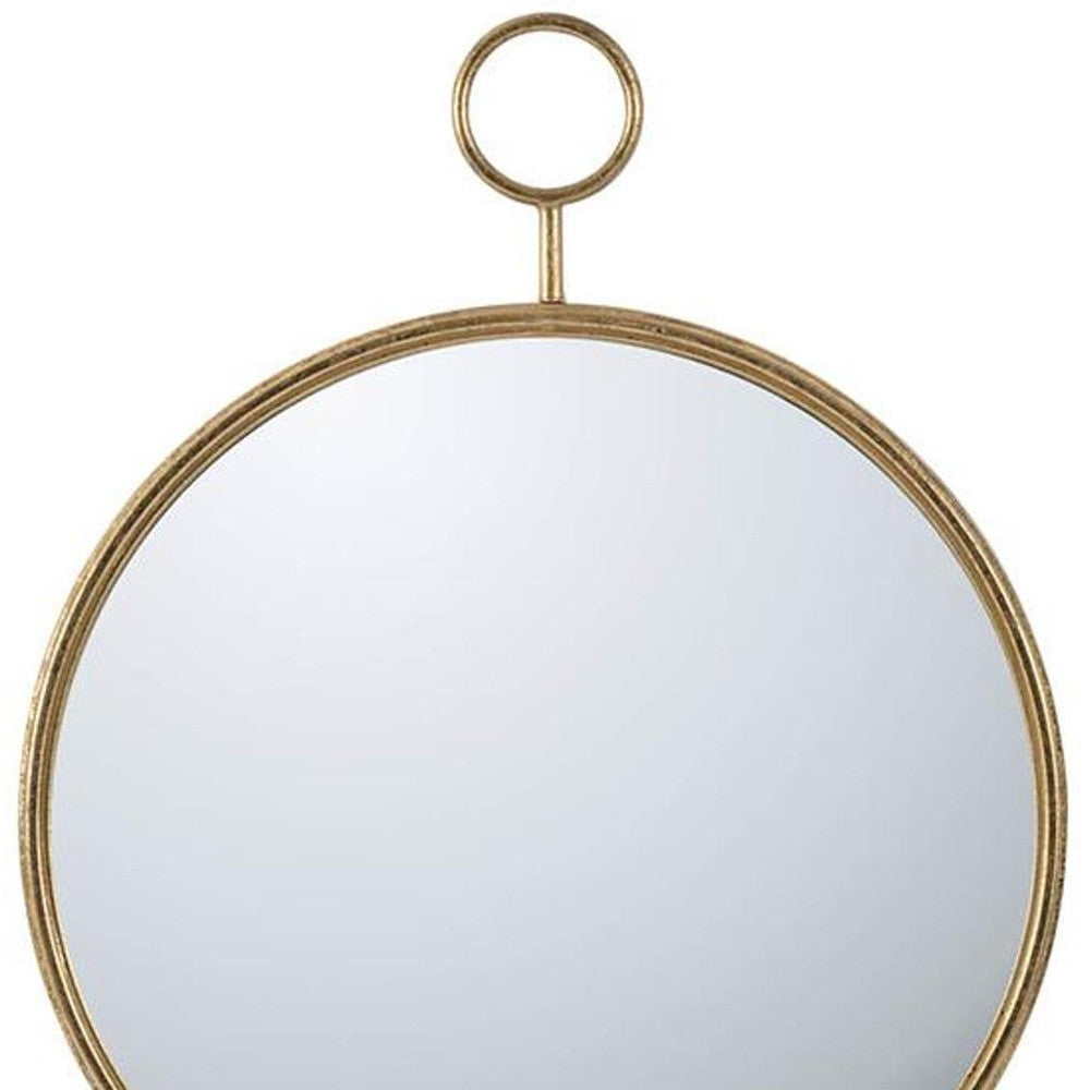 32" Gold Round Iron Framed Accent Mirror - Homeroots - Flyclothing LLC