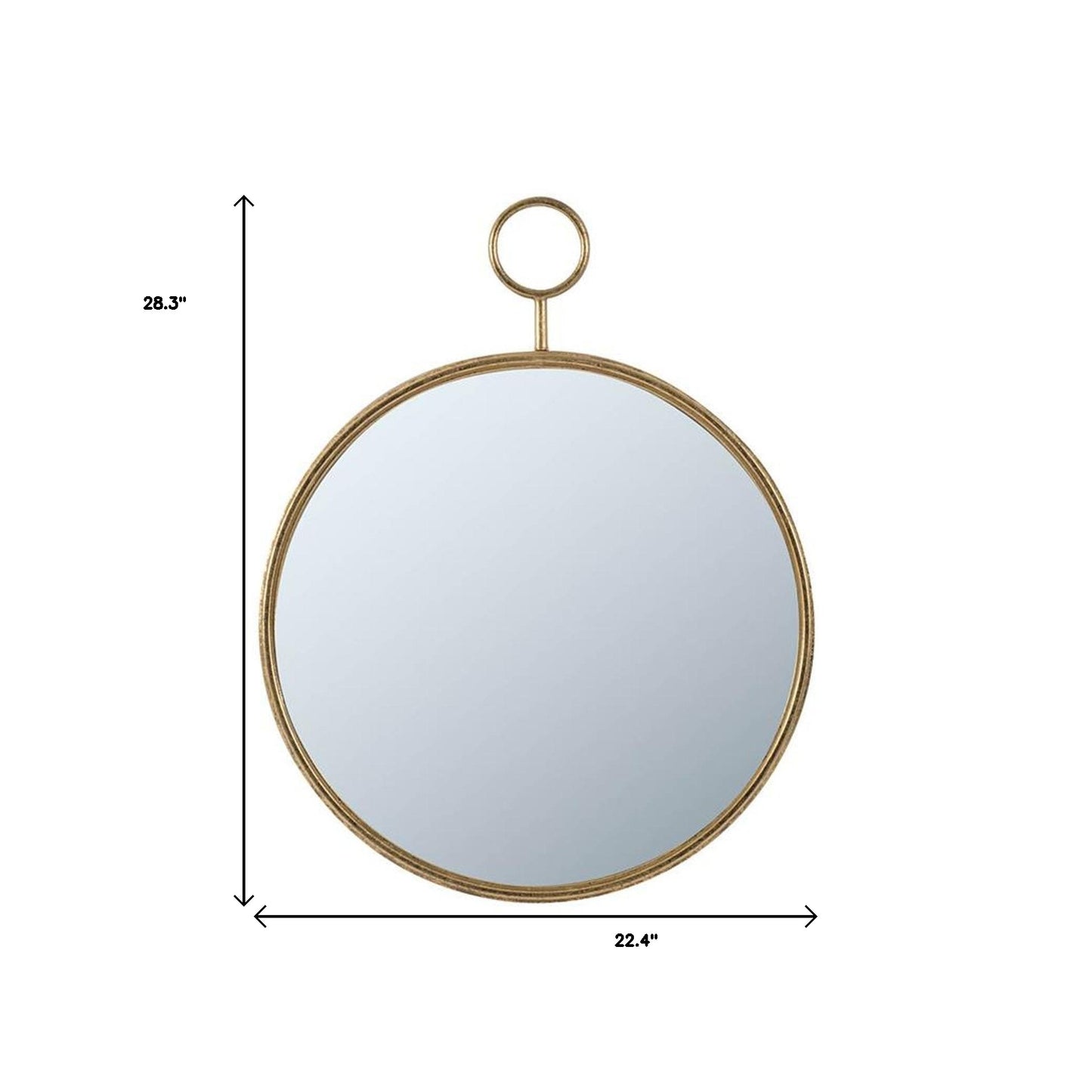 28" Gold Round Iron Framed Accent Mirror - Homeroots - Flyclothing LLC