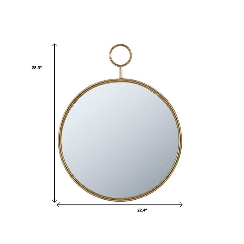 28" Gold Round Iron Framed Accent Mirror - Homeroots - Flyclothing LLC