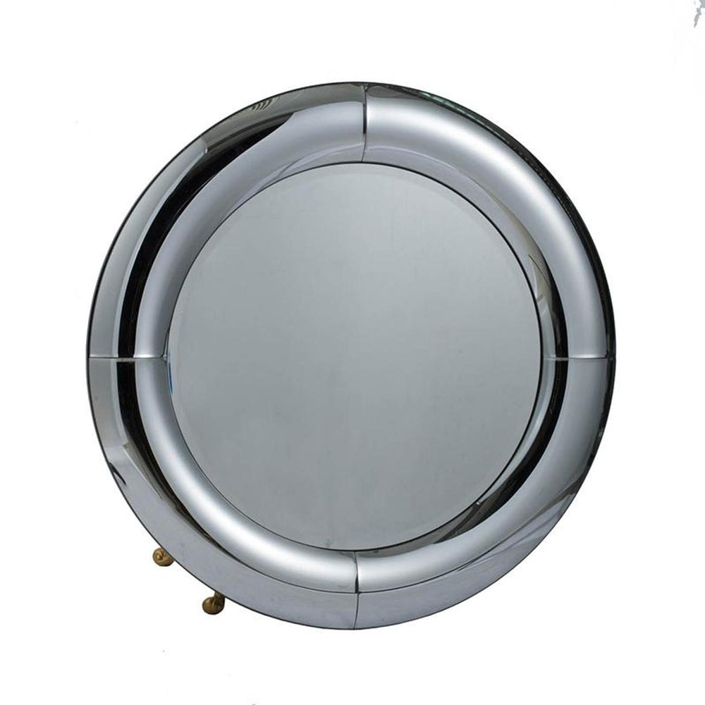 32" Silver Round Curved Frame Accent Mirror - Homeroots - Flyclothing LLC