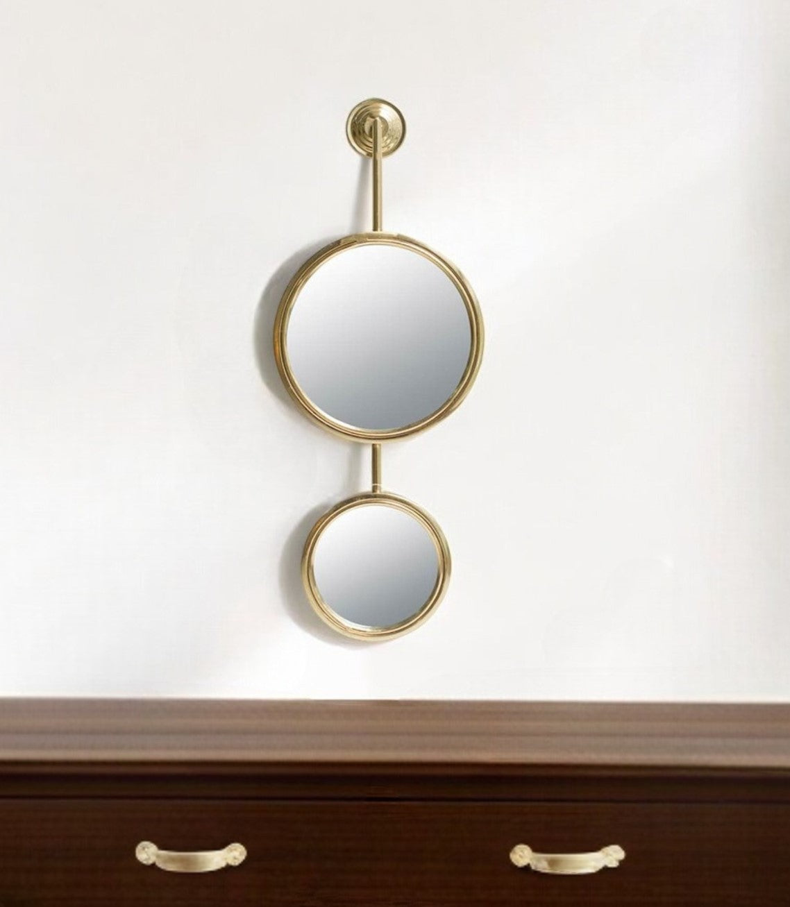 29" Gold Round Iron Framed Accent Mirror - Homeroots - Flyclothing LLC