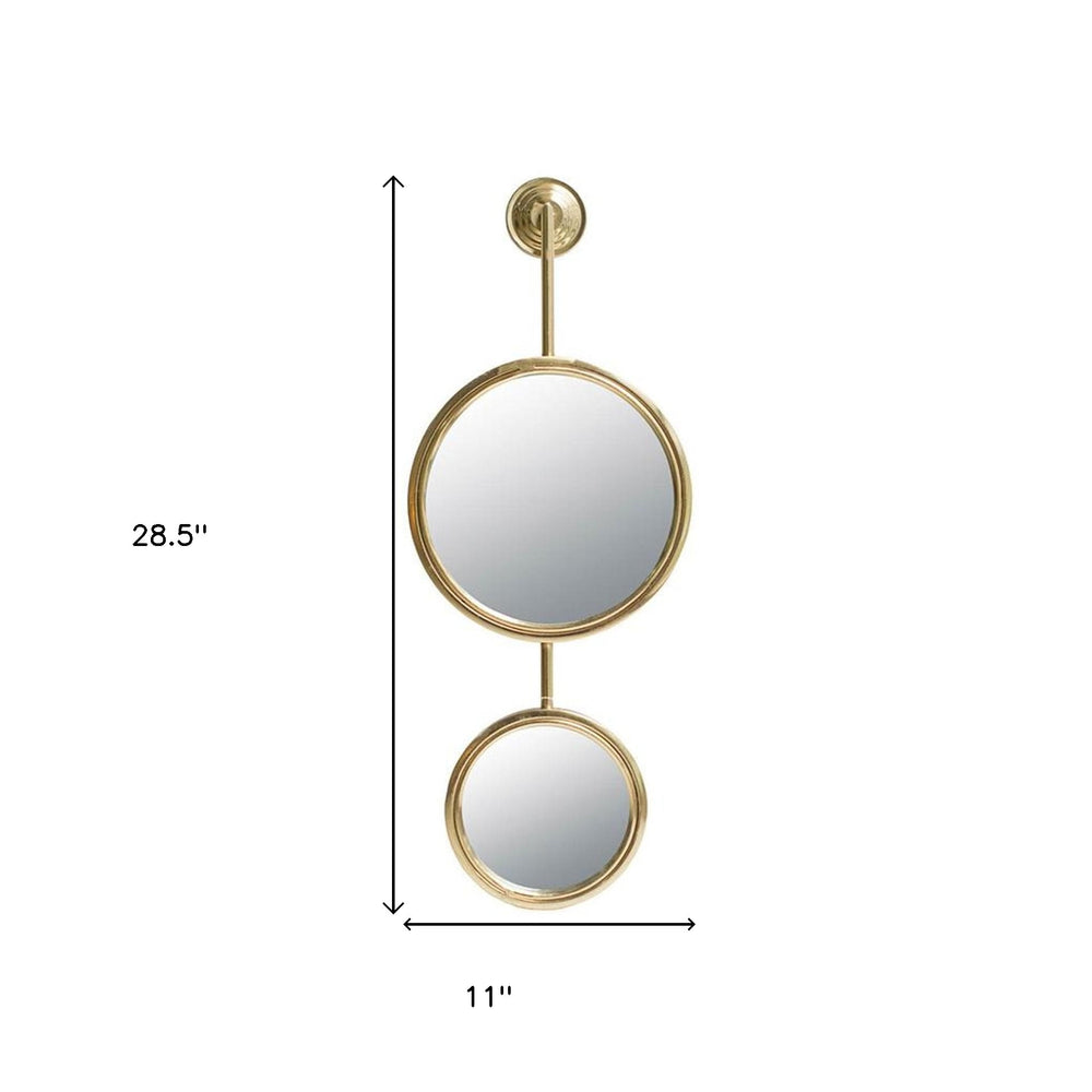 29" Gold Round Iron Framed Accent Mirror - Homeroots - Flyclothing LLC