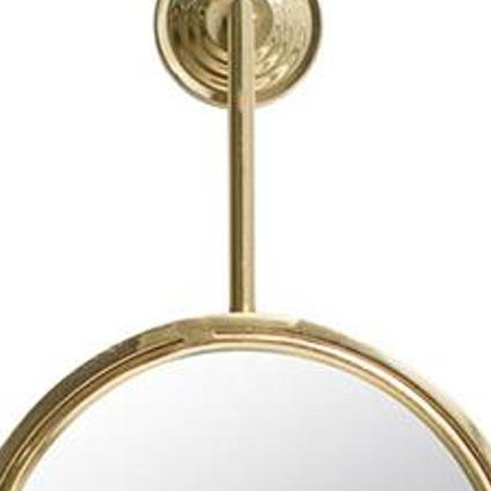 29" Gold Round Iron Framed Accent Mirror - Homeroots - Flyclothing LLC