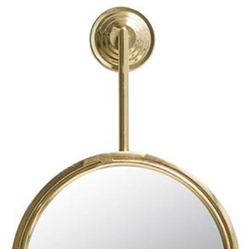 29" Gold Round Iron Framed Accent Mirror - Homeroots - Flyclothing LLC