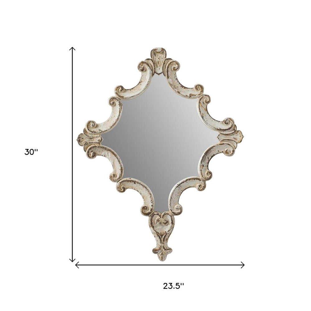 30" White Diamond Solid Wood Framed Accent Mirror - Homeroots - Flyclothing LLC