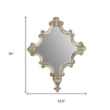 30" White Diamond Solid Wood Framed Accent Mirror - Homeroots