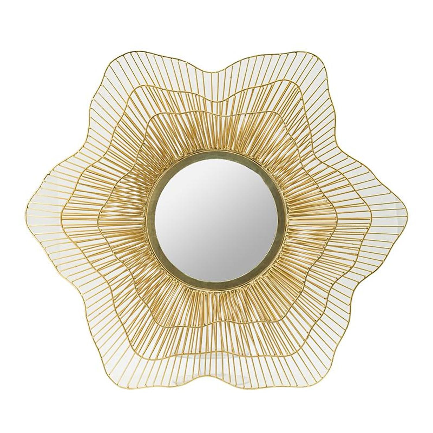 27" Gold Floral Sunburst Iron Framed Accent Mirror - Homeroots - Flyclothing LLC