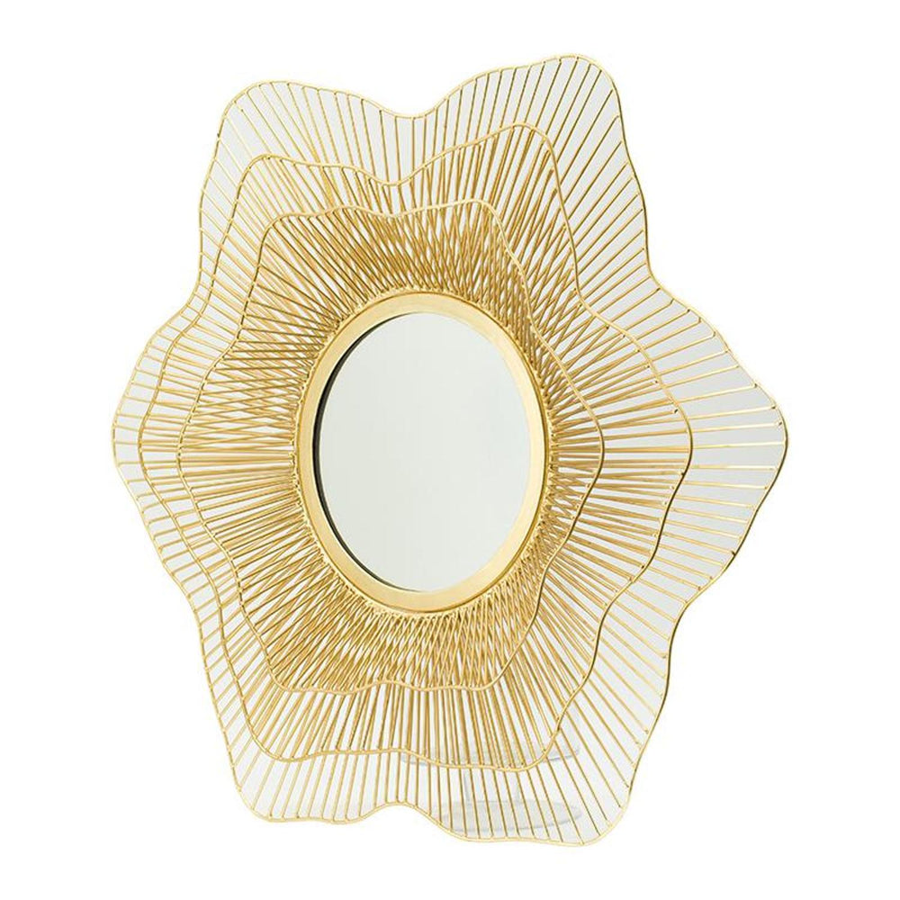 27" Gold Floral Sunburst Iron Framed Accent Mirror - Homeroots - Flyclothing LLC