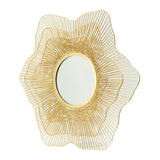 27" Gold Floral Sunburst Iron Framed Accent Mirror
