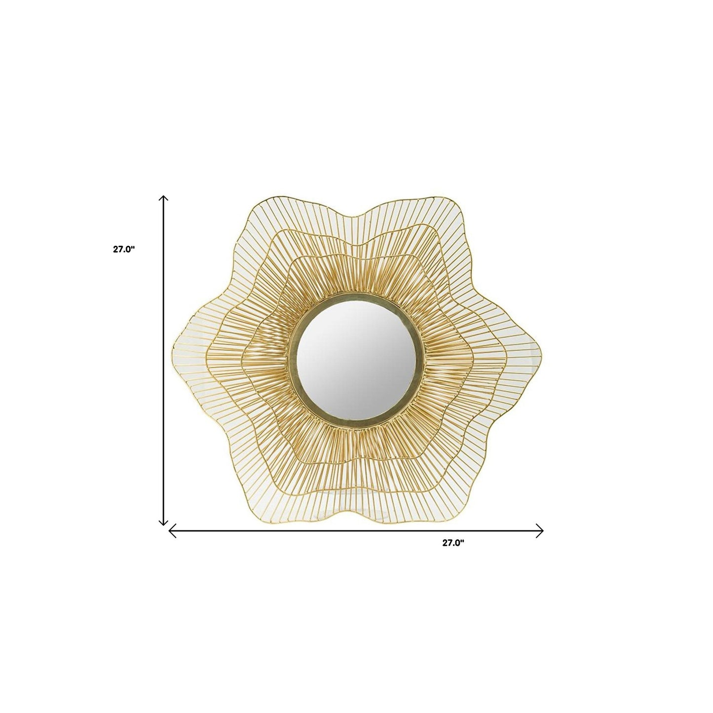 27" Gold Floral Sunburst Iron Framed Accent Mirror - Homeroots - Flyclothing LLC