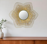 27" Gold Floral Sunburst Iron Framed Accent Mirror - Homeroots