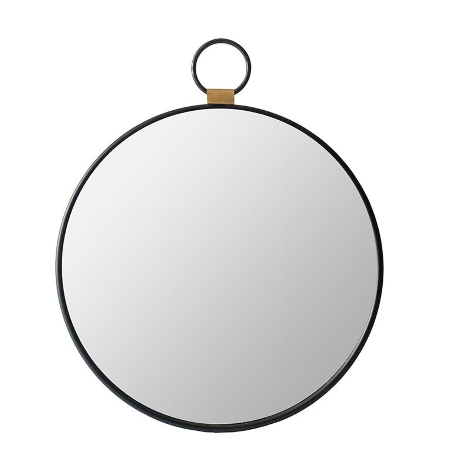 23" Black Round Metal Framed Accent Mirror - Homeroots - Flyclothing LLC