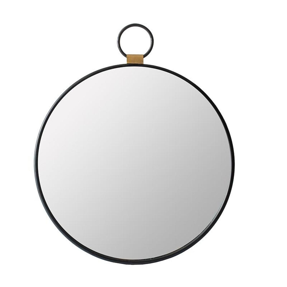 23" Black Round Metal Framed Accent Mirror - Homeroots