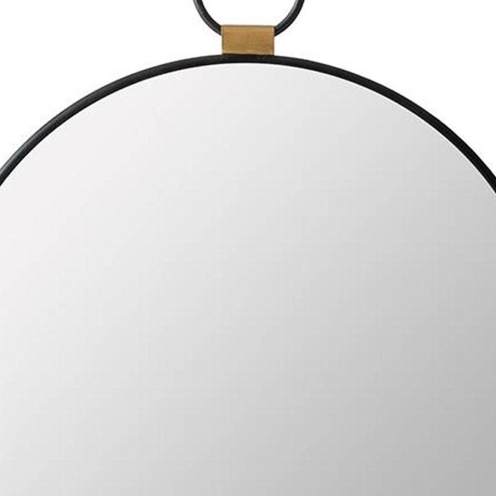 23" Black Round Metal Framed Accent Mirror - Homeroots - Flyclothing LLC