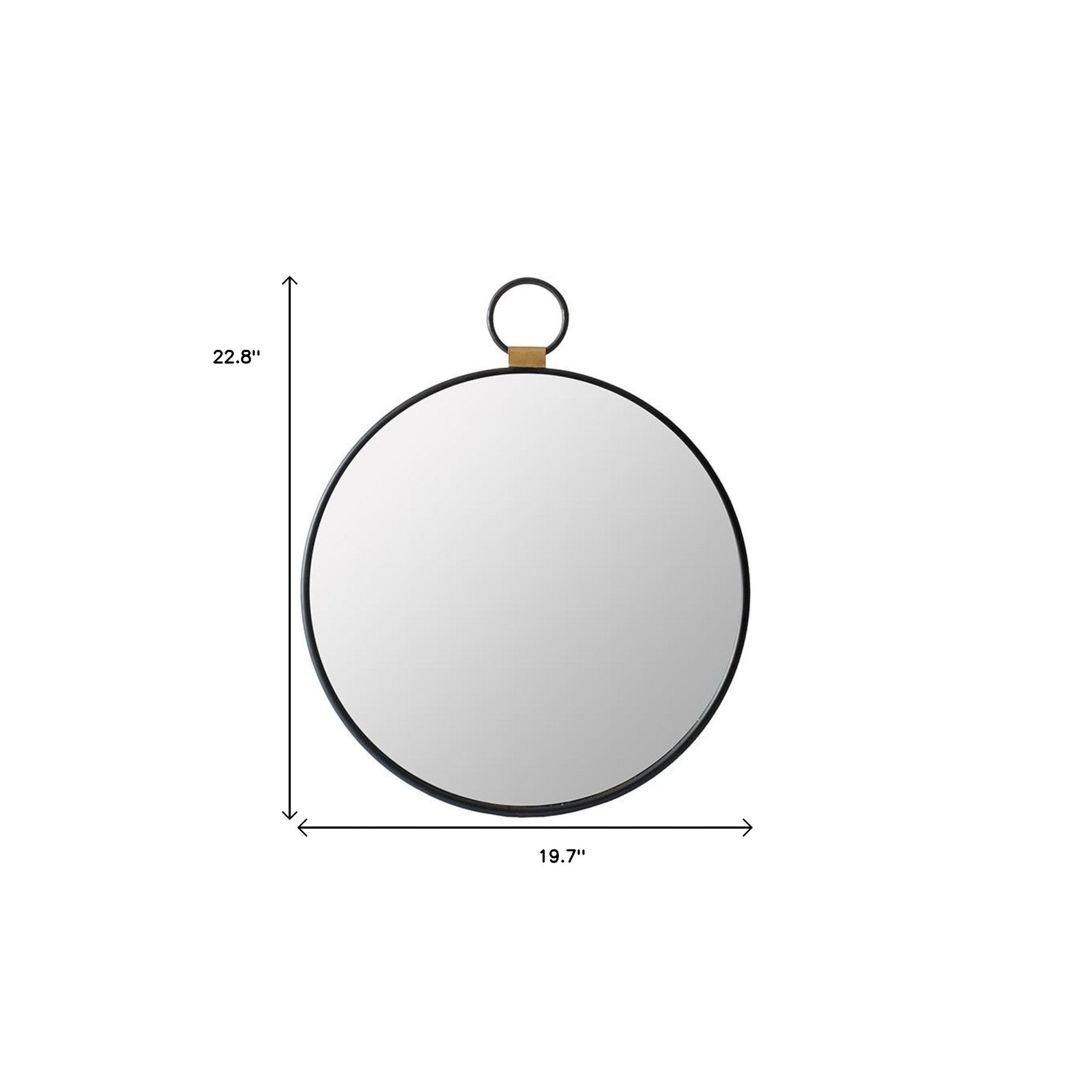 23" Black Round Metal Framed Accent Mirror - Homeroots - Flyclothing LLC