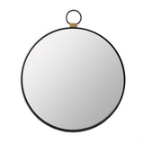 28" Black Round Iron Framed Accent Mirror