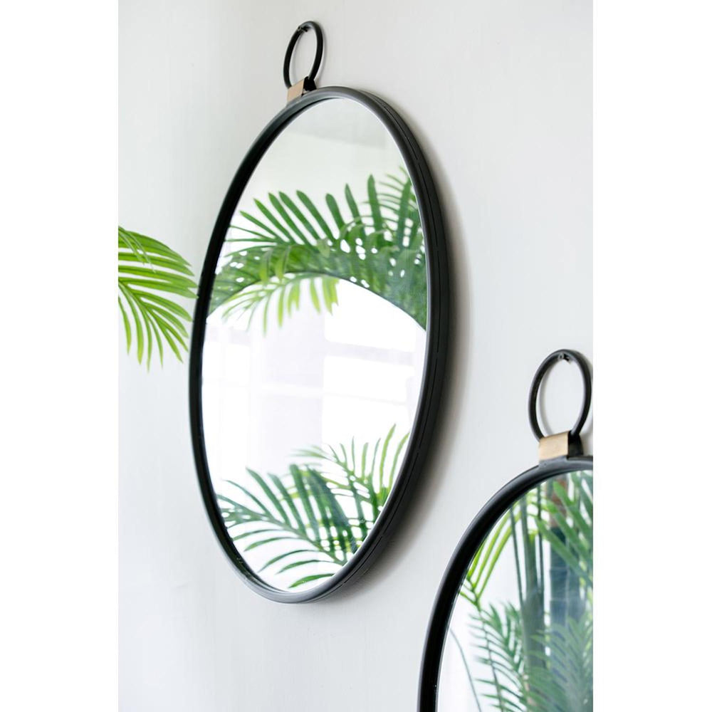 28" Black Round Iron Framed Accent Mirror - Homeroots - Flyclothing LLC