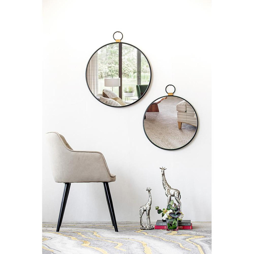 28" Black Round Iron Framed Accent Mirror - Homeroots - Flyclothing LLC