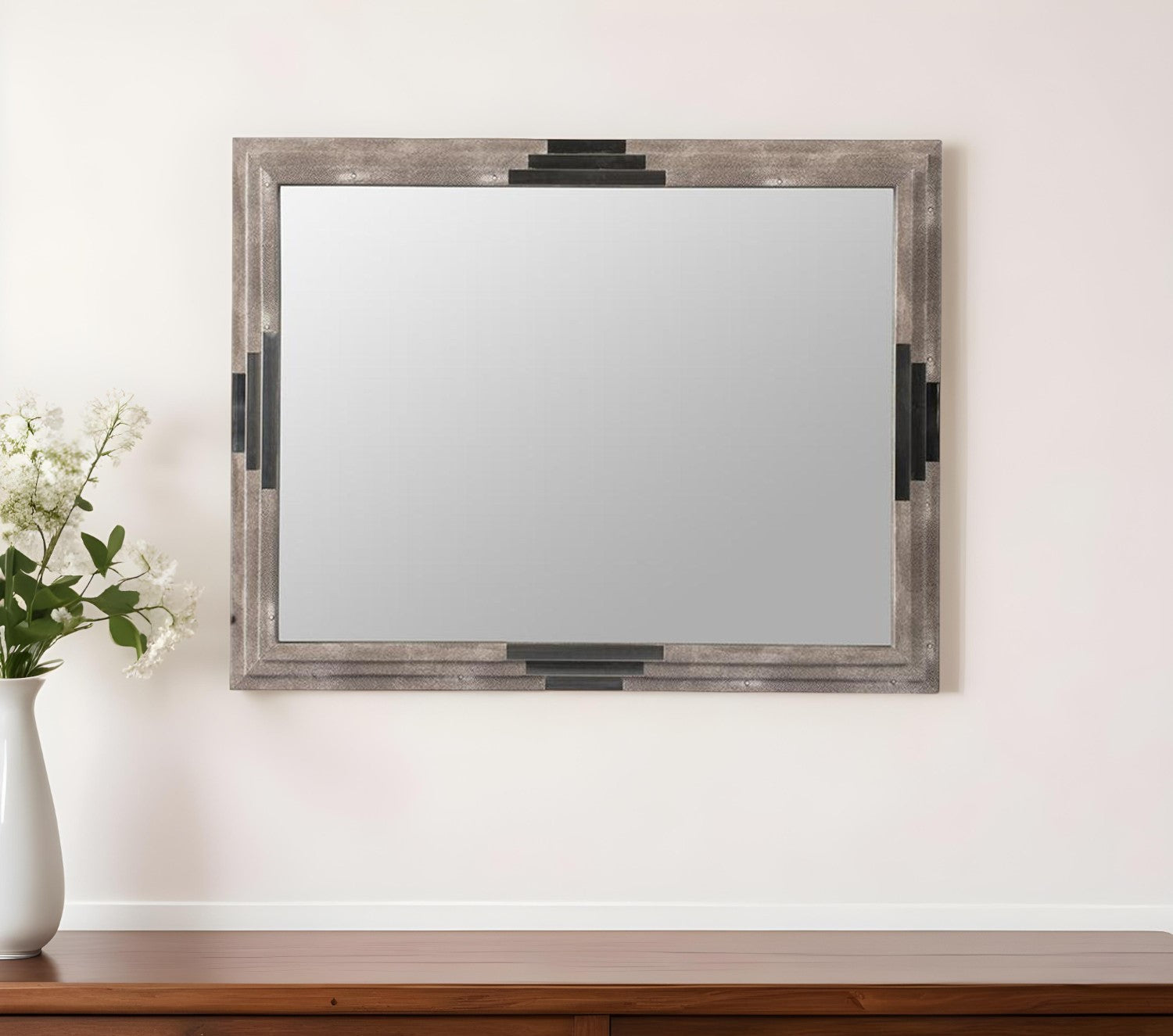 28" Gray Framed Accent Mirror - Homeroots - Flyclothing LLC