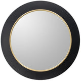 32" Black and Gold Lighted Round Metal Framed Accent Mirror - Homeroots