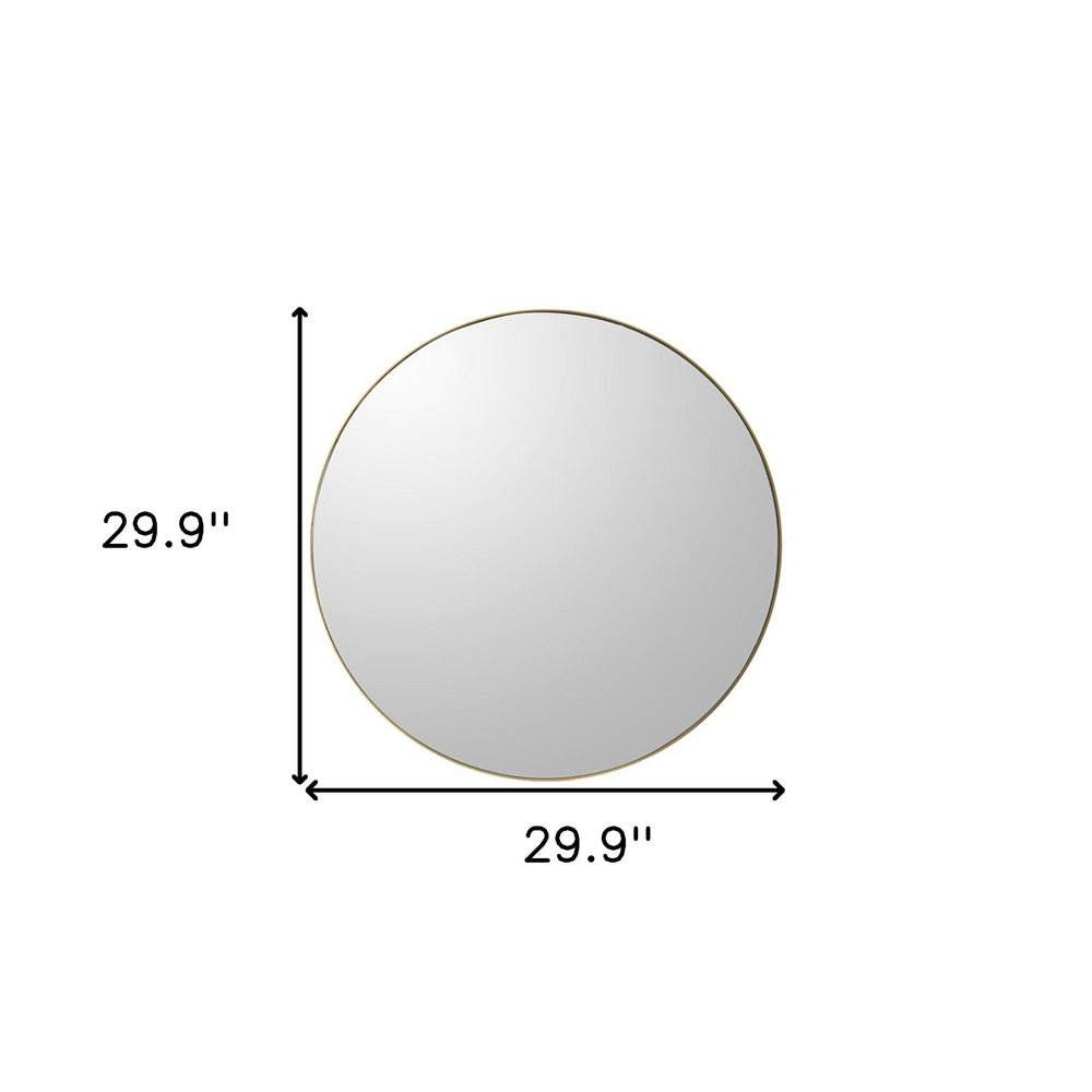 30" Gold Round Framed Accent Mirror - Homeroots - Flyclothing LLC