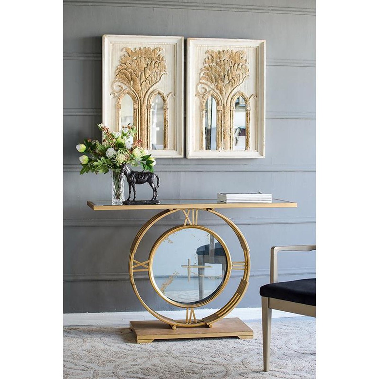 Set of Two 30" White and Gold Wood Framed Accent Mirrors - Homeroots - Flyclothing LLC