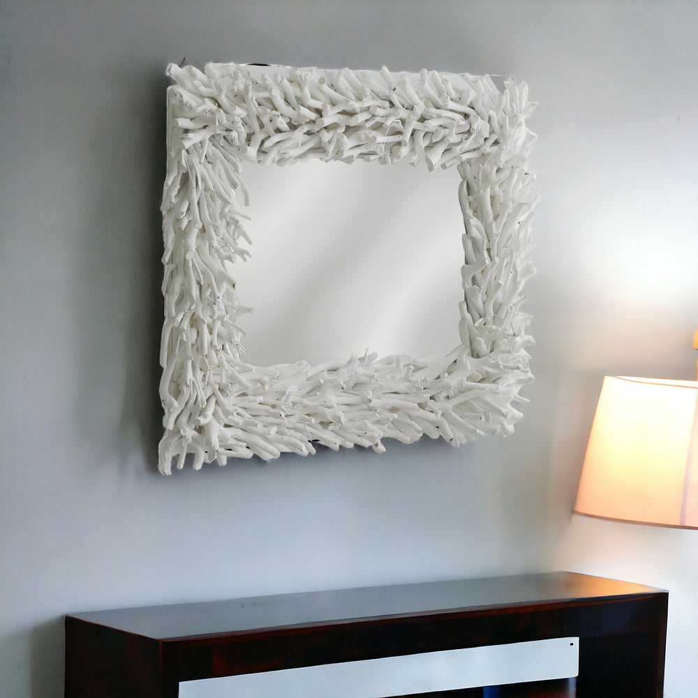 28" White Framed Accent Mirror - Homeroots