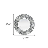 24" Black and White Round Manufactured Wood and Shell Framed Accent Mirror - Homeroots - Flyclothing LLC