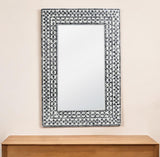 36" Black and White Manufactured Wood and Shell Framed Accent Mirror - Homeroots - Flyclothing LLC